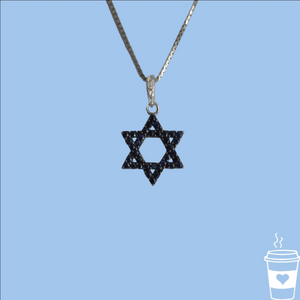 Sapphire And 14k White Gold Star Of David Pendant Necklace